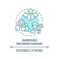 editierbar verbessert Entscheidungsfindung Konzept Blau dünn Linie Symbol, isoliert Vektor Darstellen Daten Demokratisierung.