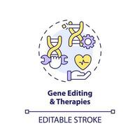 Gen Bearbeitung und Therapien Konzept Symbol. Fähigkeit zu Veränderung Organismus DNA. Gesundheitswesen Technologie. genomisch Medizin abstrakt Idee dünn Linie Illustration. isoliert Gliederung Zeichnung. editierbar Schlaganfall vektor