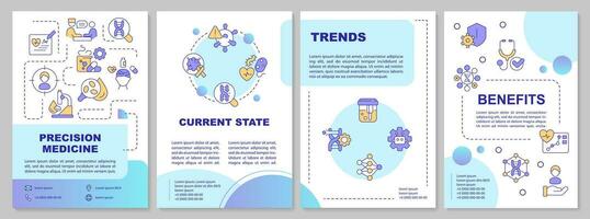 precision medicin mynta broschyr mall. gener studerar. folder design med linjär ikoner. redigerbar 4 vektor layouter för presentation, årlig rapporter