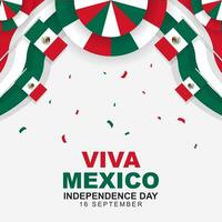 viva mexico oberoende dag berömd varje år på september 16:e, oberoende dag hälsning kort affisch. vektor illustration design