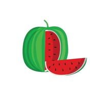 Wassermelone flache Designillustration. . Wassermelone mit rotem Fruchtfleisch ist halbiert auf weißem Hintergrund isolieren vektor