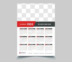 skriva ut redo ett sida vägg kalender mall design för 2024. vägg kalender 2024 mall design. skriva ut redo ett sida vägg kalender mall design för 2024 vektor