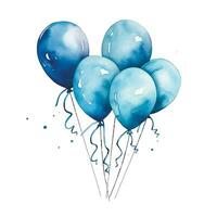 süß Aquarell Illustration, Luftballons im Blau Farbe. Thema Urlaub, Geburtstag, neugeboren. es ist ein Junge vektor