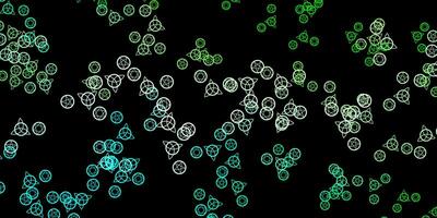 dunkelgrüner Vektorhintergrund mit okkulten Symbolen. vektor