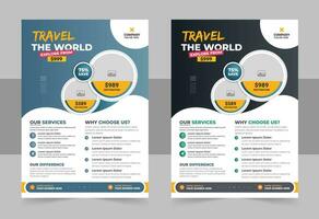 Reise Flyer Design Vorlage, Tour Flyer, Touren und Reise Design zum Flyer, Poster, und Banner Vorlage. Konzept zum Welt Tourismus Tag. Sommer- Strand Reisen vektor