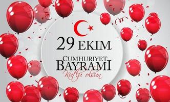 29 ekim cumhuriyet bayrami kutlu olsun. översättning 29 oktober republikens dag kalkon och nationaldagen i Turkiet, glad semester vektor