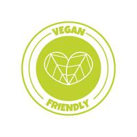 vegan vänlig klistermärke, märka, bricka och logotyp. ekologi ikon. logotyp mall med löv för vegan vänlig restaurang. vektor illustration isolerat på vit bakgrund