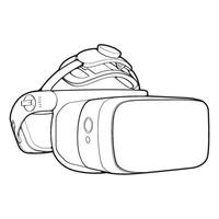 virtuell Wirklichkeit Headset Gliederung Zeichnung Vektor, virtuell Wirklichkeit Headset gezeichnet im ein skizzieren Stil, schwarz Linie virtuell Wirklichkeit Headset Sportschuhe Vorlage Umriss, Vektor Illustration.