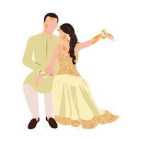 Vektor indisch Hochzeit Paar Illustration zum Hochzeit Einladung Karten