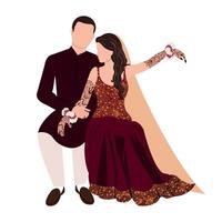 vektor indisk bröllop par illustration för bröllop inbjudan kort