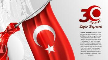zafer Bayrami mit Illustration von ein Hand halten ein Türkisch Flagge vektor