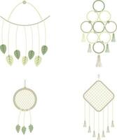 macrame vägg hängande med stickat dekoration boho stil. vektor illustration uppsättning