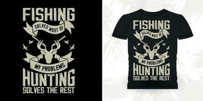 fiske rolig jägare älskare retro årgång rådjur jakt t-shirt design vektor