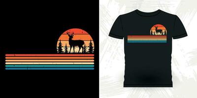 komisch Jäger retro Jahrgang Hirsch Jagd T-Shirt Design vektor