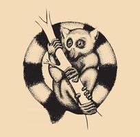 handgezeichnetes Lemur-Illustrationsdesign vektor