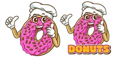 Donuts Logo Vorlage, mit komisch Charakter Donuts vektor