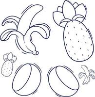 svart och vit frukt vektor illustrationer