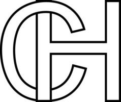 logotyp tecken hc ch ikon tecken interlaced brev c g vektor