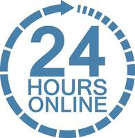24 online zwanzig vier Stunde Uhr online Bedienung Logo Uhr vektor