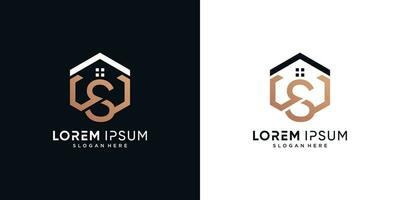 Brief s und Haus Logo Design Vektor Illustration mit Hexagon Konzept