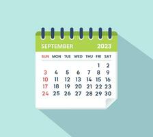 September 2023 Kalender Blatt Kalender 2023 im eben vektor