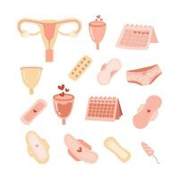 menstruations- vektor klämma konst uppsättning samling