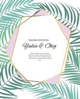 schöne Hochzeitseinladung mit Palmenblatt-Silhouette-Vektorillustration vektor