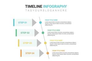 linear Zeitleiste Infografiken mit farbig Präsentation 4 Schritt Vorlage vektor