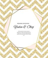 beautifil bröllopsinbjudan med gyllene glitter bakgrundsvektorillustration vektor