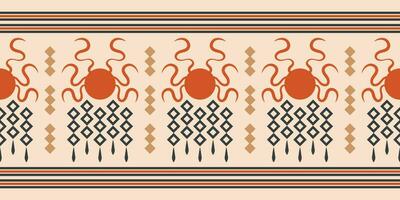 ethnisch Ikat Stoff Muster geometrisch Stil.afrikanisch Ikat Stickerei ethnisch orientalisch Muster braun Sahne Hintergrund. abstrakt, Vektor, Illustration. Textur, Kleidung, Rahmen, Dekoration, Teppich, Motiv. vektor