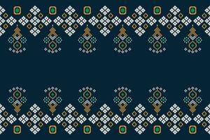 ethnisch geometrisch Stoff Muster Kreuz Stich.ikat Stickerei ethnisch orientalisch Pixel Muster Blau Hintergrund. abstrakt, vektor, illustration. Textur, Kleidung, Rahmen, Dekoration, Motive, Seide Hintergrund. vektor