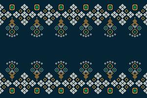 etnisk geometrisk tyg mönster korsa stitch.ikat broderi etnisk orientalisk pixel mönster blå bakgrund. abstrakt, vektor, illustration. textur, kläder, ram, dekoration, motiv, siden tapet. vektor
