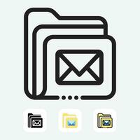 Geschäft Email Verwaltung Illustration. Vektor Symbole zum Email Ordner, Briefkästen, und Digital Dateien. organisieren, Archiv, und schützen Daten mit eben Symbol setzt. bereit zu verwenden zum Netz, App und drucken.