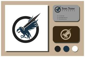 fågel och svärd logotyp begrepp vektor