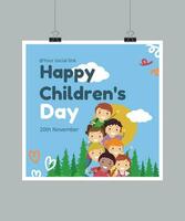Lycklig internationell barn dag en vektor affisch mall