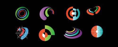 abstrakt logotyp uppsättning mordern techno design vektor