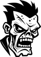 zombie - svart och vit isolerat ikon - vektor illustration