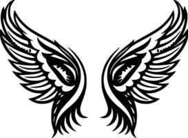 vingar - svart och vit isolerat ikon - vektor illustration