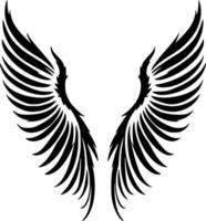 ängel vingar, svart och vit vektor illustration