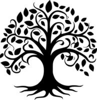 träd - svart och vit isolerat ikon - vektor illustration