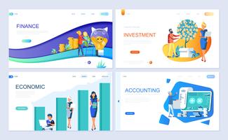 Set med målsida mall för finans, investering, redovisning, ekonomisk tillväxt vektor