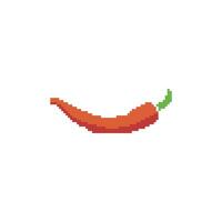 Pixel Chili Symbol Pixel Kunst Element zum 8 bisschen Spiel Vektor