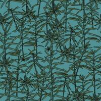 tropisch nahtlos Muster auf Grün Blau Hintergrund mit Blätter. hawaiisch Stil drucken mit Wacholder Baum Geäst vektor