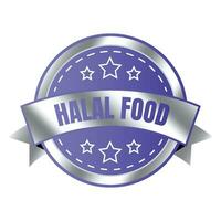 halal Essen zertifiziert Abzeichen Briefmarke, autorisiert halal trinken und Essen Produkt Etikett, genehmigt halal Zeichen Briefmarke vektor