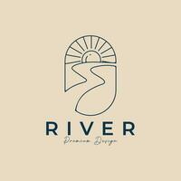 Fluss Linie Kunst Logo minimalistisch mit Emblem Vektor Illustration Design