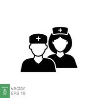 medizinisch Mannschaft Symbol. einfach solide Stil. Krankenschwester, männlich, weiblich, Mann, Frau, Medizin, Arzt, Gesundheit, Medizin, Krankenhaus Konzept. schwarz Silhouette, Glyphe Symbol. Vektor isoliert auf Weiß Hintergrund. Folge.