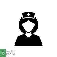 Krankenschwester Symbol. einfach solide Stil. medizinisch Assistent, weiblich, Frau, Medizin, Arzt, Gesundheit, Medizin, Krankenhaus Konzept. schwarz Silhouette, Glyphe Symbol. Vektor isoliert auf Weiß Hintergrund. Folge.