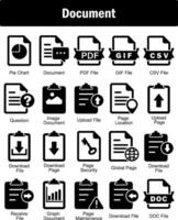 en uppsättning av 20 dokumentera ikoner som ladda ner fil, dokumentera, sida, sida säkerhet vektor