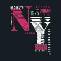 brooklyn, new york city, textrahmen, grafisches t-shirt-design, typografievektor, illustration, lässiger stil vektor