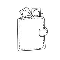 Brieftasche Gekritzel skizzieren. Brieftasche Dollar Hand gezeichnet Symbol. profitieren, Geld sicher Konzept. Vektor Gliederung Illustration.